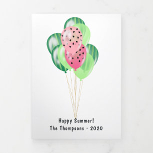 Glücklicher Sommer Wassermelonen Luftballons Famil Dreifach Gefaltete Karte