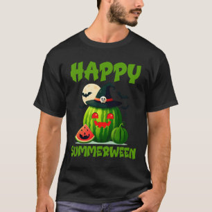 Glücklicher Sommerween Sommer Wassermelone Jack-o- T-Shirt