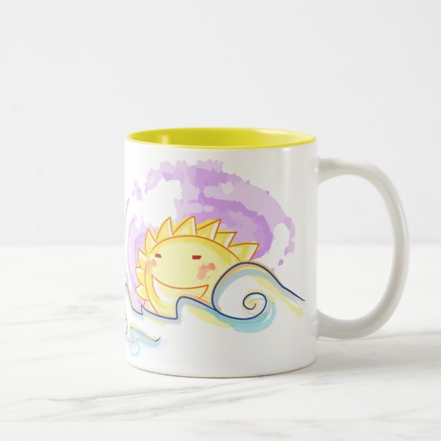 Glücklicher Sonneaufstieg Zweifarbige Tasse (Rechts)