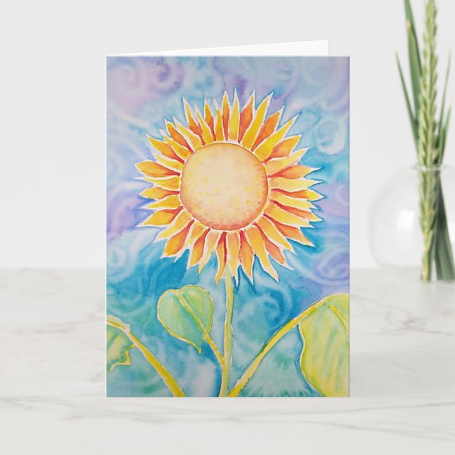 Glücklicher Sonnenblume-Karte ~ freier Raum durch Karte (Vorderseite)