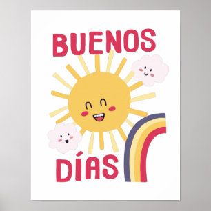 Glücklicher Sonnennursery-Kunstposter auf Spanisch Poster