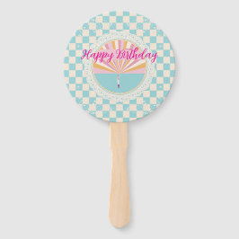 Glücklicher Spaß Blau Gingham Karo Karierter Gebur Fächer