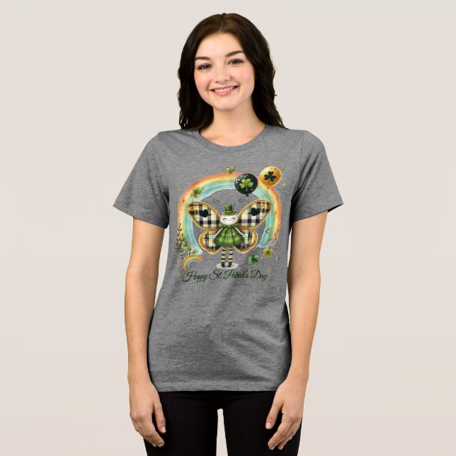 Glücklicher St. Patrick Damen Tri-Blend Shirt (Vorderseite voll)