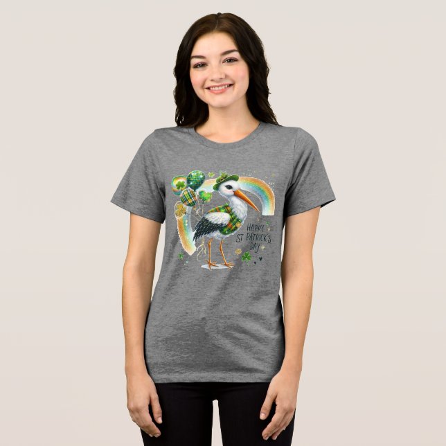 Glücklicher St. Patrick Frauen Tri-Blend Shirt (Vorderseite voll)