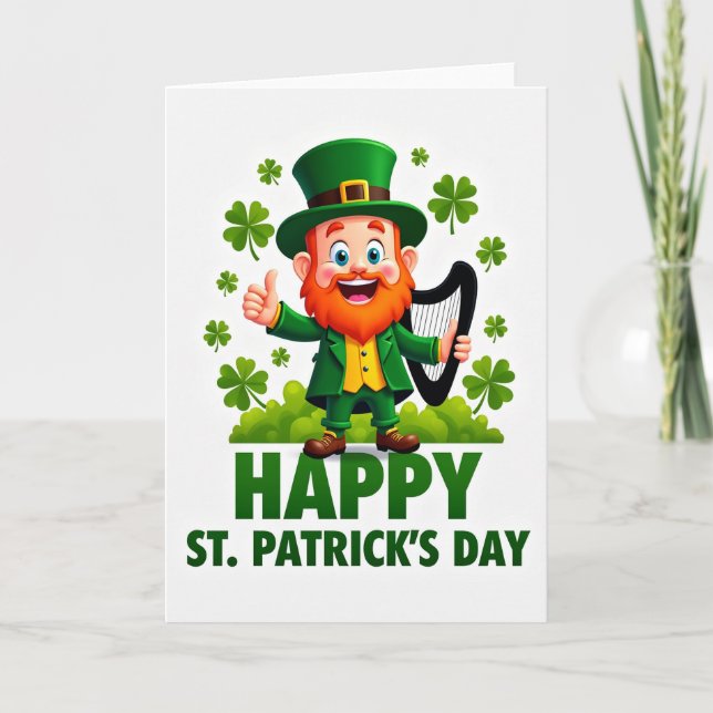 Glücklicher St. Patrick Tag Leprechaun Karte (Vorderseite)