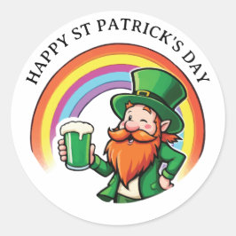 Glücklicher St. Patrick's Day Gejammer Leprechaun Runder Aufkleber
