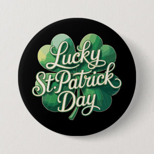 Glücklicher St. Patrick's Day Vintage-Typografie V Button
