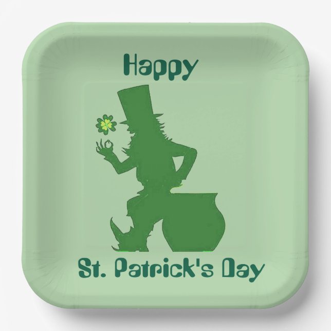 GLÜCKLICHER ST. PATRICK'S TAG LEPRECHAUN  PAPPTELLER (Vorderseite)
