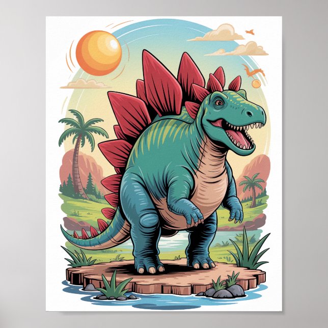 Glücklicher Stegosaurus Poster (Vorne)