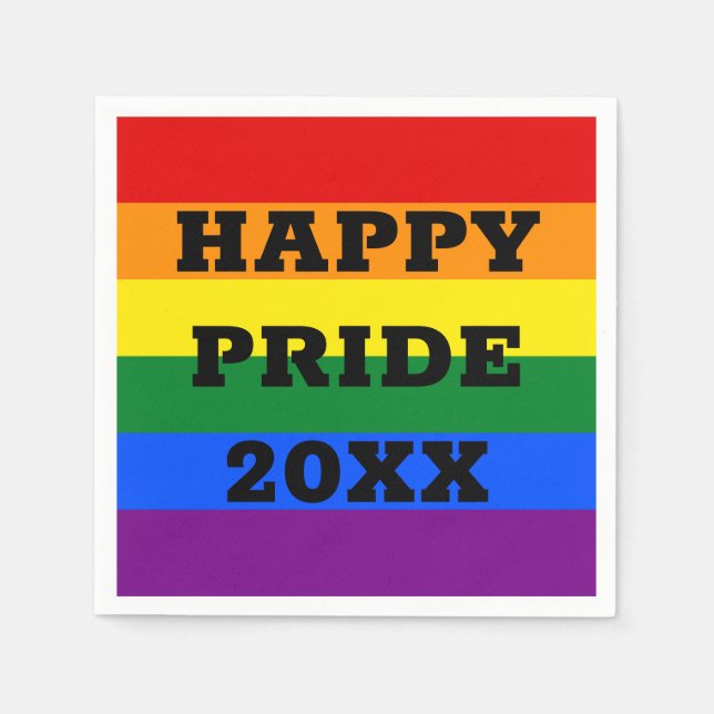 Glücklicher Stolz auf die LGBTQ-Regenbogenflagge i Serviette (Vorderseite)