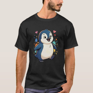 Glücklicher süßer Baby-Pinguin-Regenbogen-Splash-H T-Shirt