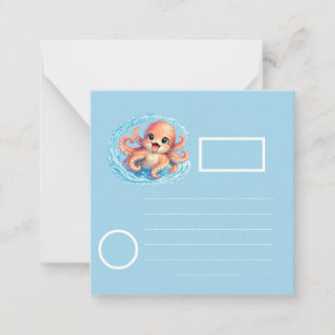 Glücklicher süßer Oktopus Kawaii Meer Leben Illust Mitteilungskarte