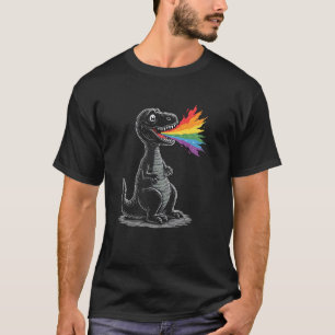 Glücklicher T Rex mit Freudigem Regenbogenlaser T-Shirt