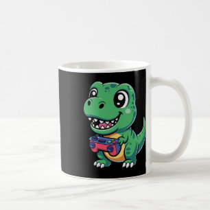 Glücklicher T-Rex mit Spielcontroller Süßer Gamer- Kaffeetasse