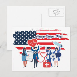 Glücklicher Tag der Krankenschwestern. USA Patriot Postkarte