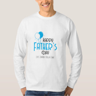 Glücklicher Tag des Vaters mit blauen Balloons und T-Shirt