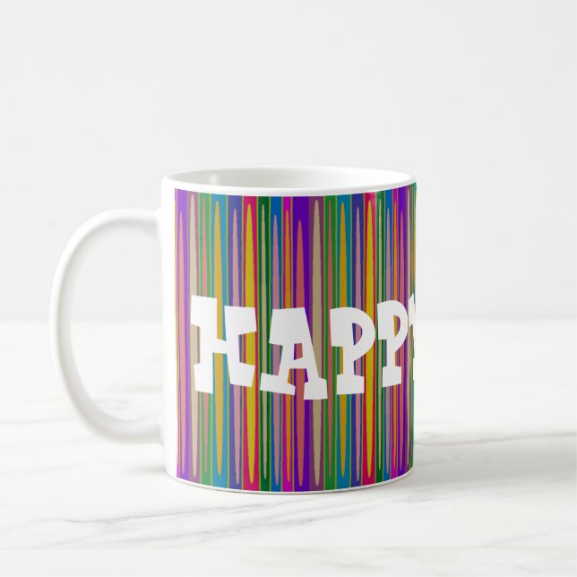 GLÜCKLICHER TAG IN STRIPED ART KAFFEETASSE (Links)