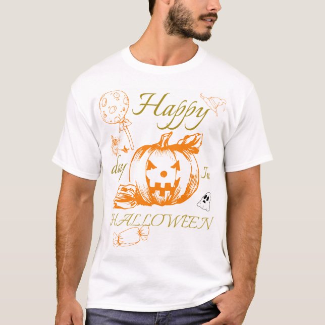 Glücklicher Tag zu Halloween T-Shirt (Vorderseite)