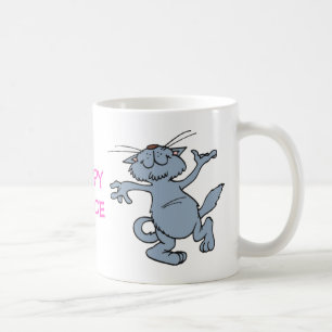 Glücklicher Tanz-lustige frohe Tanzen-Katze Kaffeetasse