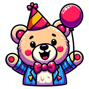 Glücklicher Teddybär mit Party-Outfit in einer Doo Hoodie