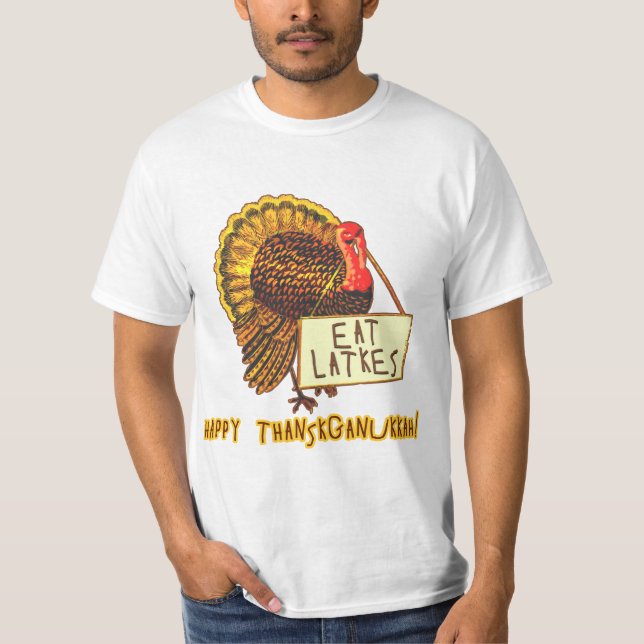 Glücklicher Thanksganukkah ESSEN LATKES T-Shirt (Vorderseite)