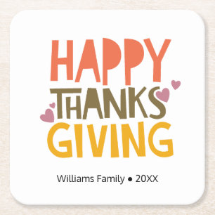Glücklicher Thanksgiving-Personalisiert Paper Unt Rechteckiger Pappuntersetzer