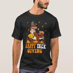 Glücklicher Trex gibt Truthahn Dinosaurier Kürbis  T-Shirt