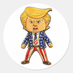 Glücklicher Trump-Anstecknadel Chibi-Cartoon Patri Runder Aufkleber
