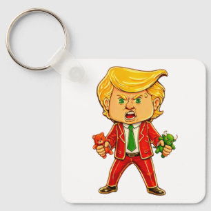 Glücklicher Trump Lustiger Trump Investiert Trump Schlüsselanhänger