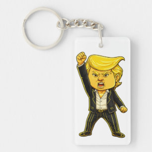 Glücklicher Trump-Meme Trump-Kunstkampf Wütender T Schlüsselanhänger