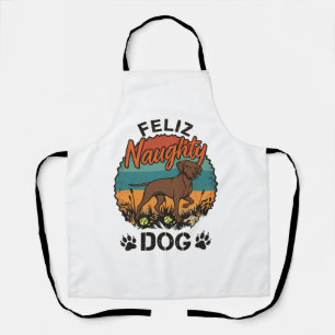 Glücklicher Unartiger Hund Braun Retro Sonne Pfote Schürze