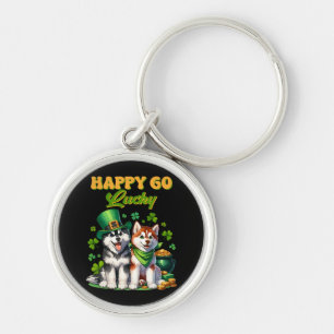 Glücklicher Unbeschwerter Süßer Husky St. Patricks Schlüsselanhänger