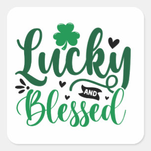 Glücklicher und gesegneter St. Patrick's Day Quadratischer Aufkleber