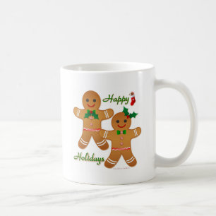 Glücklicher Urlaub Lebkuchenmann Junge Mädchen Kaffeetasse