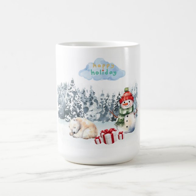 GLÜCKLICHER URLAUB NIEDLICHER SNOWMAN FÜR KINDER KAFFEETASSE (Mittel)