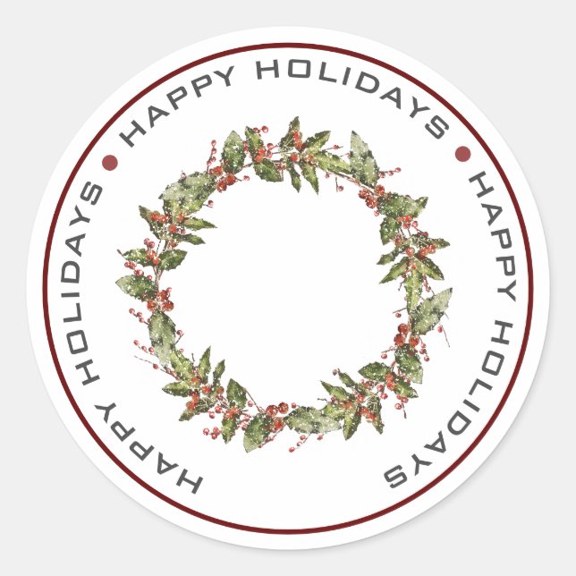 GLÜCKLICHER URLAUB, WEIHNACHTSCHLAG RUNDER AUFKLEBER (Vorderseite)