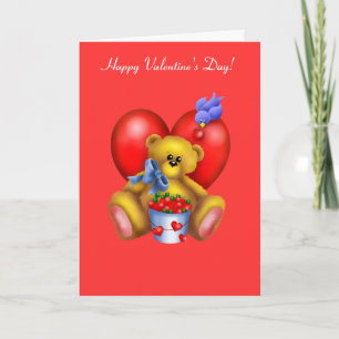 Glücklicher Valentinsgruß-Herz-Bär 1 Feiertagskarte