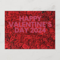 Glücklicher Valentinstag 2024 rote Rose Postkarte
