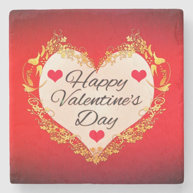 Glücklicher Valentinstag!-47949 Steinuntersetzer (Vorderseite)