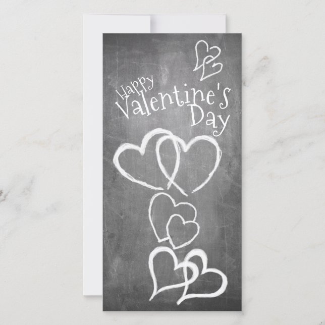Glücklicher Valentinstag auf einem Kreidebrett (Vorderseite)