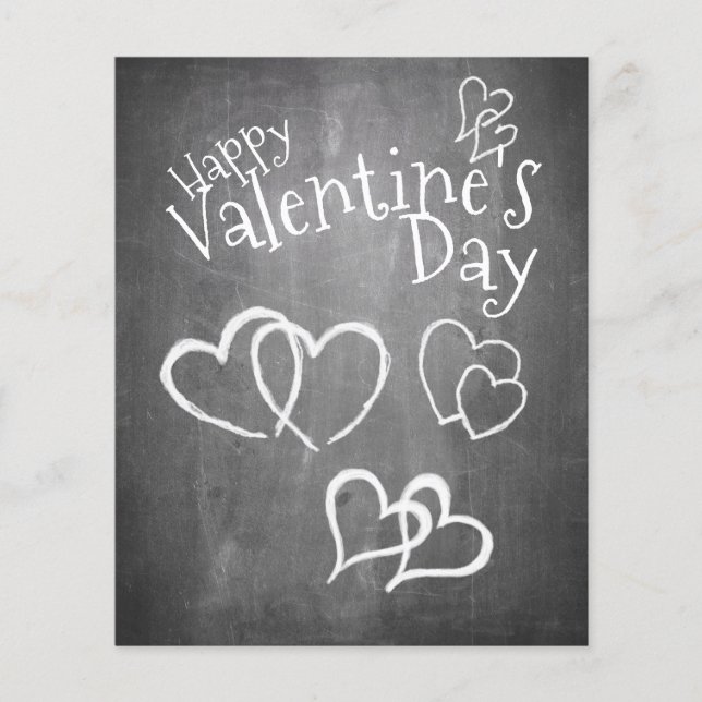 Glücklicher Valentinstag auf einem Kreidebrett (Vorderseite)