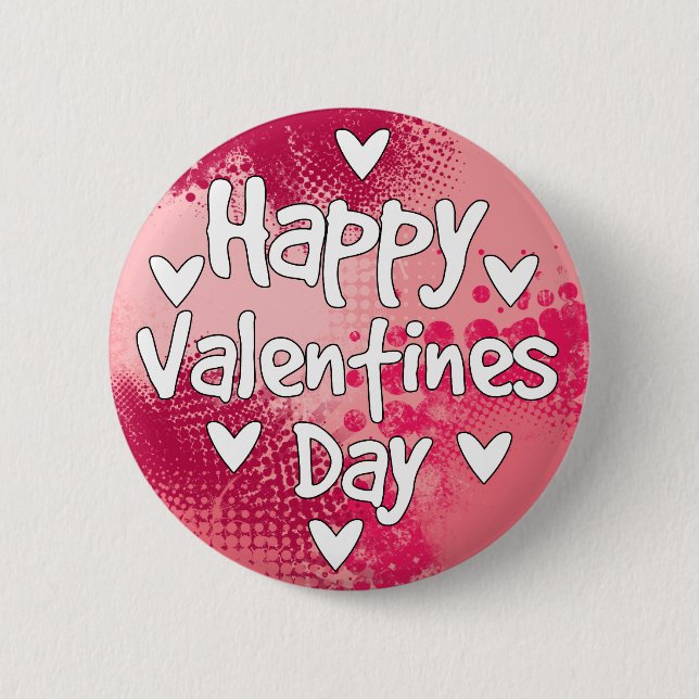 Glücklicher Valentinstag Button (Vorderseite)