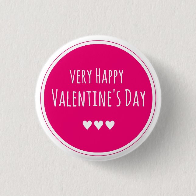Glücklicher Valentinstag Button (Vorderseite)