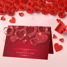 Glücklicher Valentinstag Glitzer Red Bling Hearts