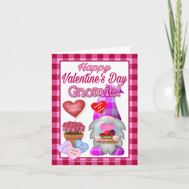Glücklicher Valentinstag Gnomie! Karte (Vorderseite)