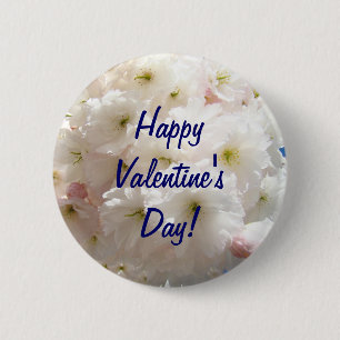 Glücklicher Valentinstag! Knöpfe Rosa-Blüten-Bl Button