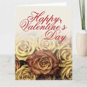 Glücklicher Valentinstag mit gelbem Rosenbuquet Karte