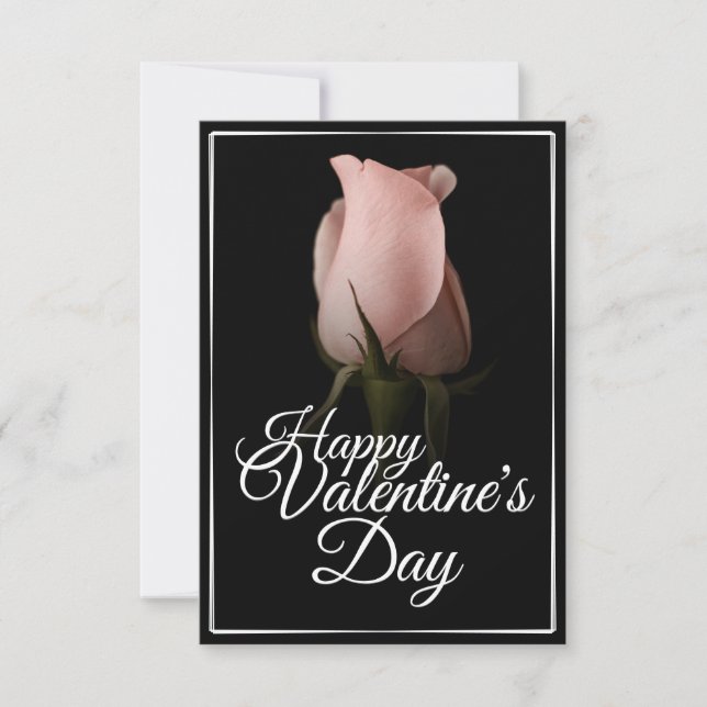 Glücklicher Valentinstag mit rosa Rosa (Vorderseite)