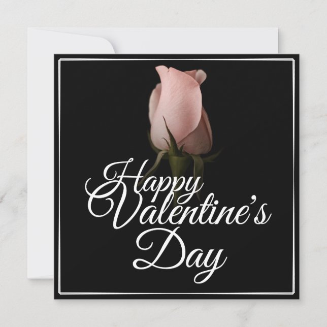 Glücklicher Valentinstag mit rosa Rosa (Vorderseite)