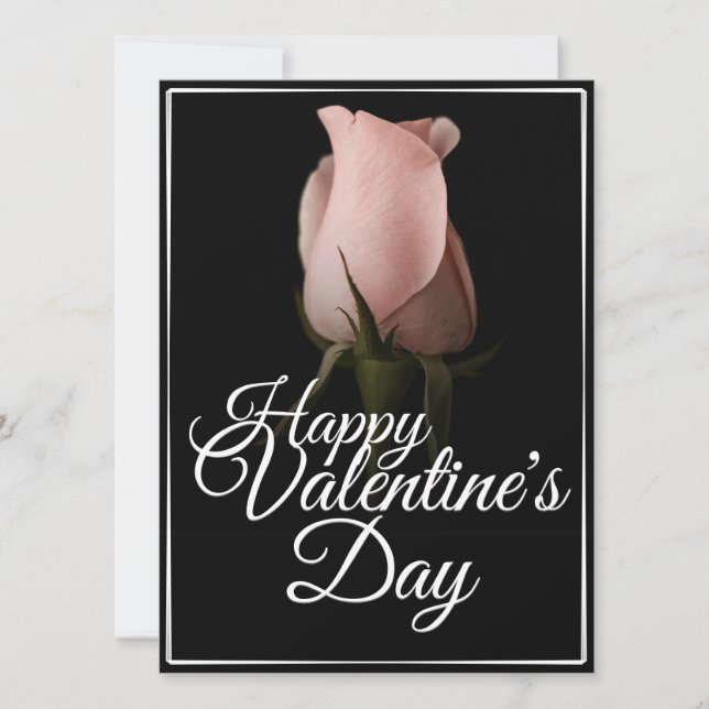 Glücklicher Valentinstag mit rosa Rosa (Vorderseite)